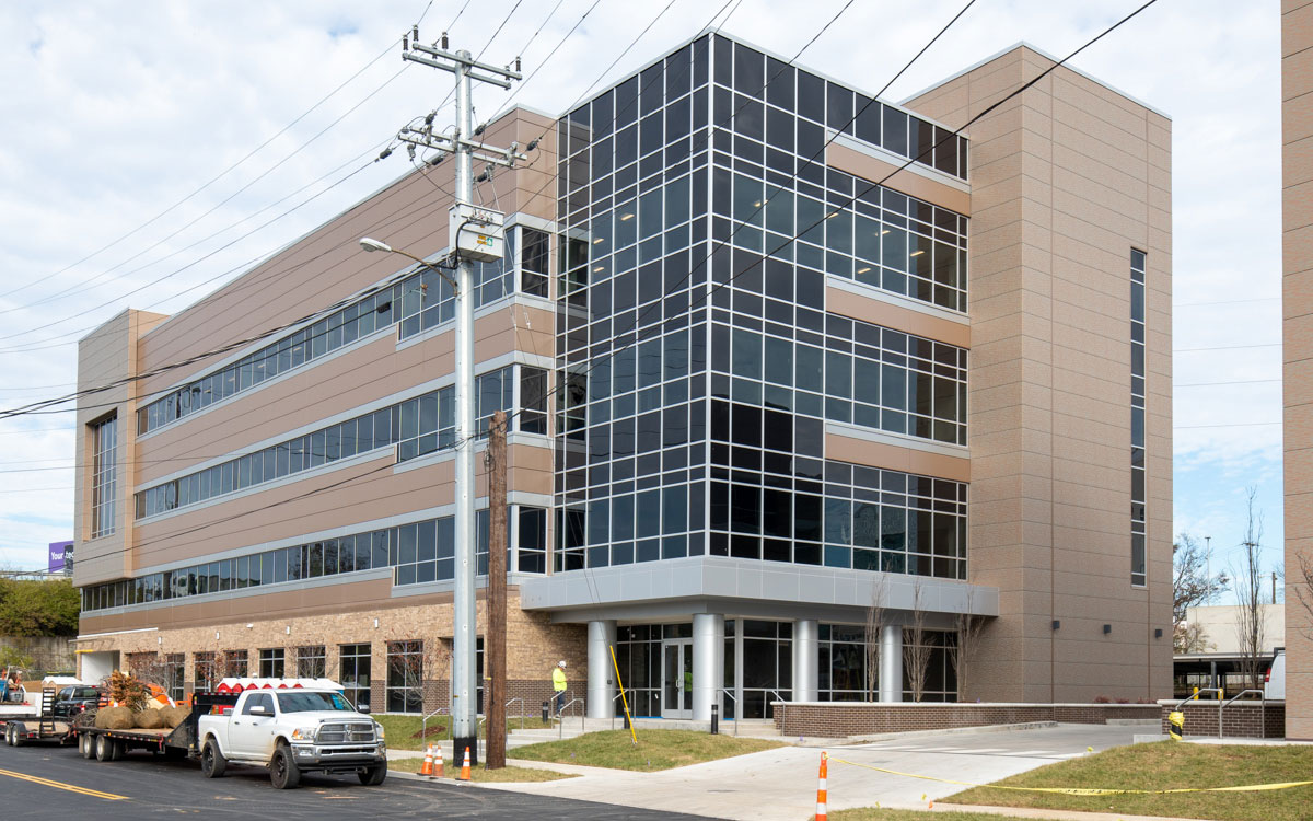 artist rendering of medical office building with parking garage